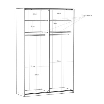 Garderobna omara z 2 drsnimi vrati in ogledalom 150x61x235H bela Afra