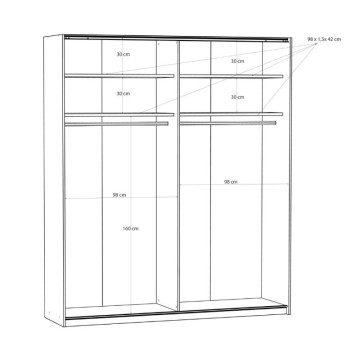 Garderoba 2 drsna vrata 200x61x235H barva bela Afra