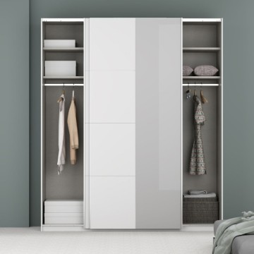 Garderobna omara z 2 drsnima vratoma in ogledalom 200x61x235H barva bela Afra