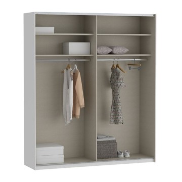 Garderobna omara z 2 drsnima vratoma in ogledalom 200x61x235H barva bela Afra