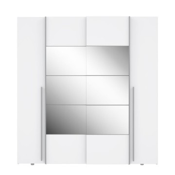 Garderobna omara z 2 drsnimi in 2 visečimi vrati z ogledalom 270x61x210 barva bela Callia