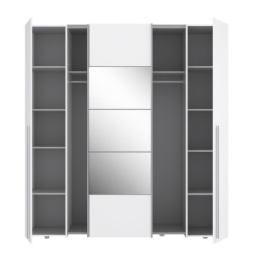 Garderobna omara z 2 drsnimi in 2 visečimi vrati z ogledalom 270x61x210 barva bela Callia