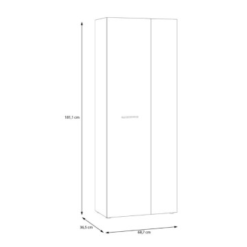 Večnamenska garderobna omara 2 hrastova vrata z belimi vrati 69x36,5x181H Teodoro