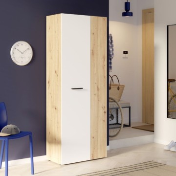 Večnamenska garderobna omara 2 hrastova vrata z belimi vrati 69x36,5x181H Teodoro
