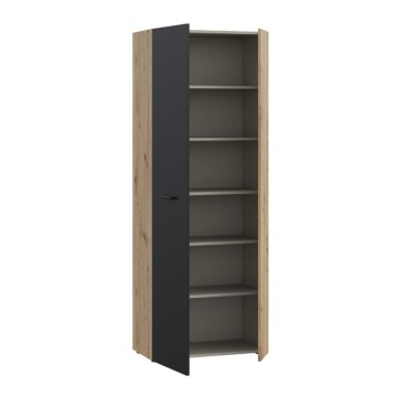 Večnamenska garderobna omara 2 hrastova vrata s črnimi vrati 69x36,5x181H Teodoro