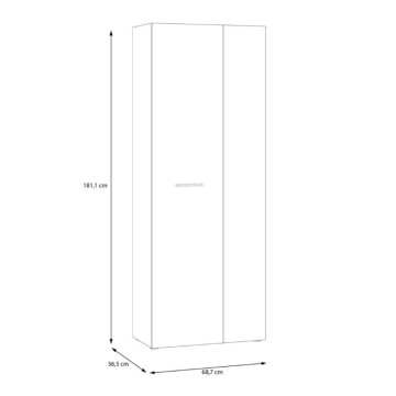 Večnamenska garderobna omara 2 hrastova vrata s črnimi vrati 69x36,5x181H Teodoro