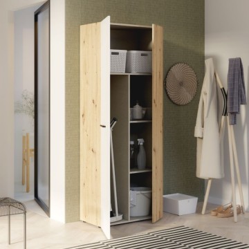 Večnamenska garderobna omara 2 hrastova vrata z belimi vrati 68x36,5x181H Teodoro