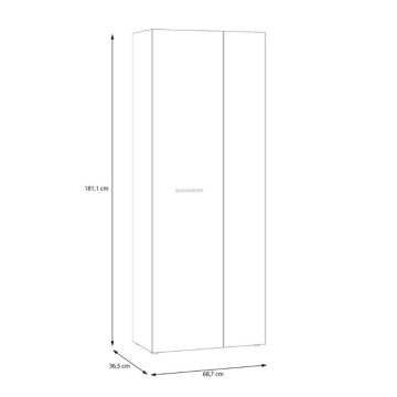 Večnamenska garderobna omara 2 hrastova vrata z belimi vrati 68x36,5x181H Teodoro