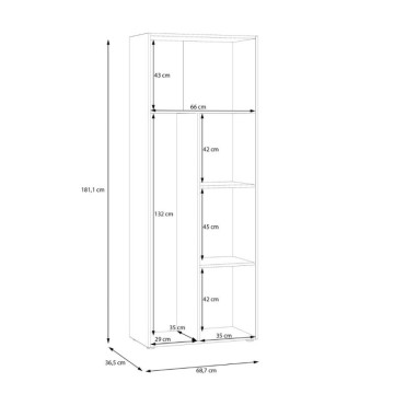 Večnamenska garderobna omara 2 hrastova vrata z belimi vrati 68x36,5x181H Teodoro