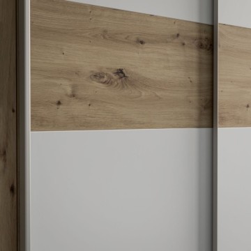 Garderobna omara 4 hrastova in bela vrata z drsnimi in vrtljivimi vrati 200x61x190H Teodoro