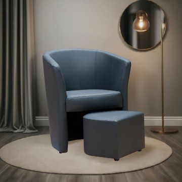 Poltrona con pouf estraibile colore grigio scuro Pegasus