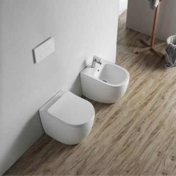 Bidet a pavimento filo muro in ceramica colore bianco FB53B