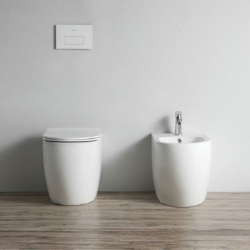 Bidet a pavimento filo muro in ceramica colore bianco FB53B