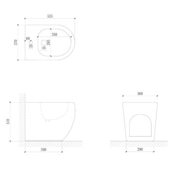 Bidet a pavimento filo muro in ceramica colore bianco FB53B
