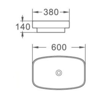 Lavabo da appoggio 1 vasca in ceramica 60x38 colore bianco lucido LAV43560