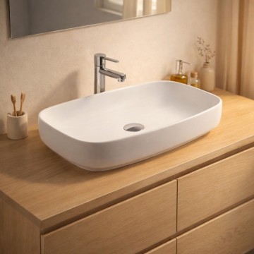 Lavabo da appoggio 1 vasca in ceramica 60x38 colore bianco lucido LAV43560