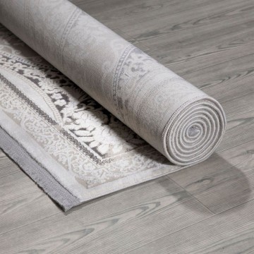 Asya CR60 preproga s sivim ozadjem in belim orientalskim okrasjem 160x230
