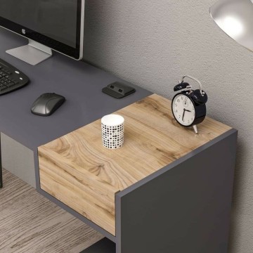 Pisalna miza Candy antracit iz orehovega lesa z USB priključki 121x45