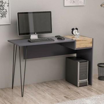 Pisalna miza Candy antracit iz orehovega lesa z USB priključki 121x45