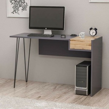 Pisalna miza Candy antracit iz orehovega lesa z USB priključki 121x45