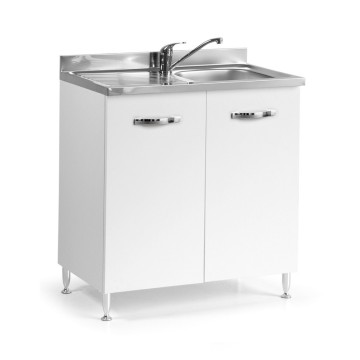 Umivalnik 80x50 cm z dvema vratoma v pepelnato beli barvi