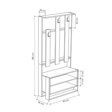 Predsoba Chester iz orehovega lesa 90x36x180