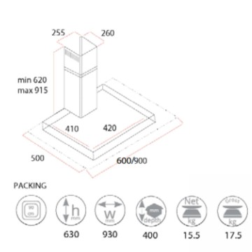 Samet Mega 60 stenska kuhinjska napa iz nerjavečega jekla 60 cm