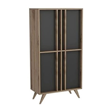 Rilla visoka kredenca 4 vrata antracitski oreh 72x139