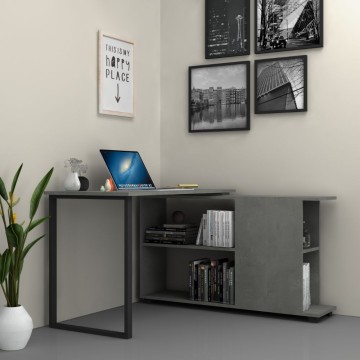 Scrivania con libreria Oslo cemento 120x60 cm.