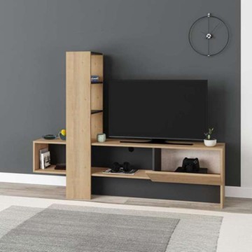Troya antracitno hrastovo TV stojalo z vrati z zaklopko