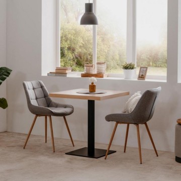 Kvadratna miza 70x70x75 h cm hrastov vrh in črno podnožje