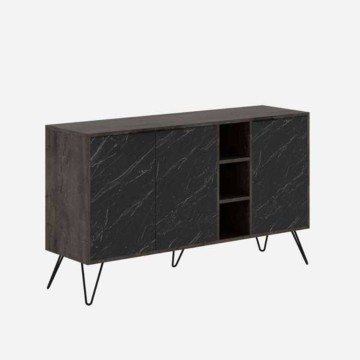 Bivak Clara Bendir temna kava 3 vrata učinek črnega marmorja 142x35,5x83h