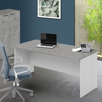 Pisalna miza Hibiscus 160 cm beton in beli pepel
