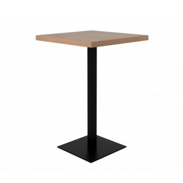 Kvadratna visoka miza 70x70x105 h cm hrastov vrh in črno podnožje