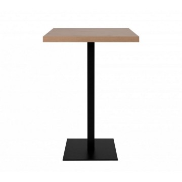 Kvadratna visoka miza 70x70x105 h cm hrastov vrh in črno podnožje