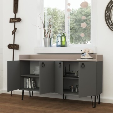 Dea kredenca 4 vrata antracitna golobje siva 140x36x80 h
