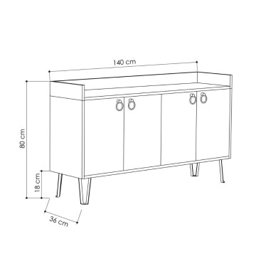 Dea kredenca 4 vrata antracitna golobje siva 140x36x80 h