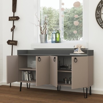 Dea kredenca 4 vrata golobje siva antracit 140x36x80 h