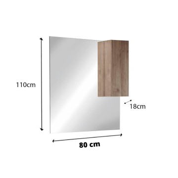 Kopalniško ogledalo s stensko enoto Salemi 80x110h in svetilko LED mercure hrast