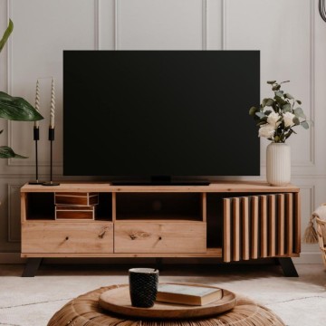 Medan56A TV stojalo 2 predala in vrata z odprtimi predali antracitni hrast
