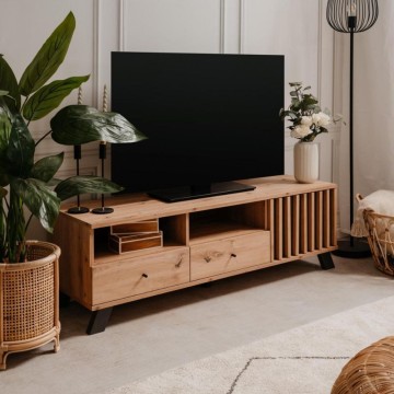 Medan56A TV stojalo 2 predala in vrata z odprtimi predali antracitni hrast