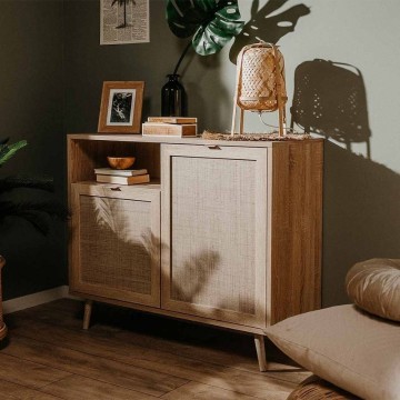 Bali sideboard 01A 2 vrata in odprt predal učinek protja