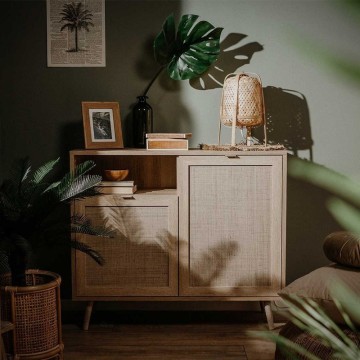 Bali sideboard 01A 2 vrata in odprt predal učinek protja