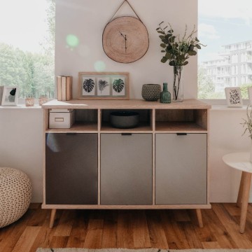 Epik 51 antracitno siva hrastova kredenca 3 vrata 120x40x88,3