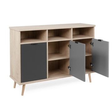 Epik 51 antracitno siva hrastova kredenca 3 vrata 120x40x88,3