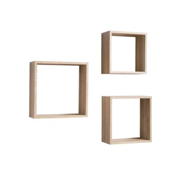 Komplet 3 stenskih polic Shelvy Cub oblika sonoma barva