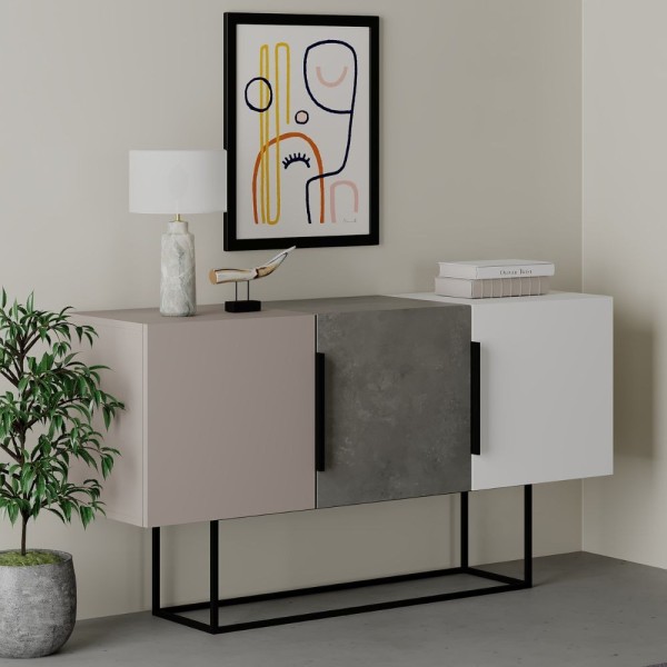 Tontini kredenca 3 vrata dove siva cement bela 150 cm Tontini kredenca 3 vrata dove siva cement bela 150 cm