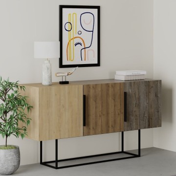 Tontini kredenca 3 vrata oreh hrast in temna kava 150 cm