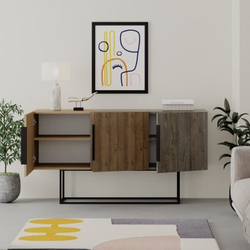 Tontini kredenca 3 vrata oreh hrast in temna kava 150 cm