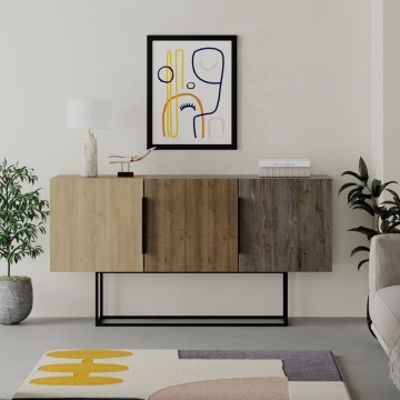 Tontini kredenca 3 vrata oreh hrast in temna kava 150 cm